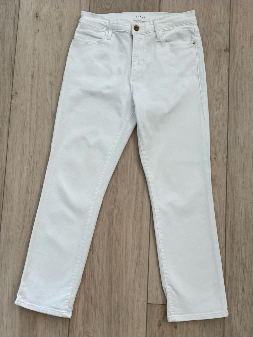 Frame Denim women’s size 29 Le High Straight ankle white jeans stretch crop